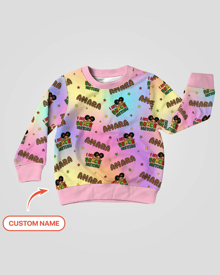 Custom Name I Am Black History Custom Bamboo Crewneck Sweatshirt