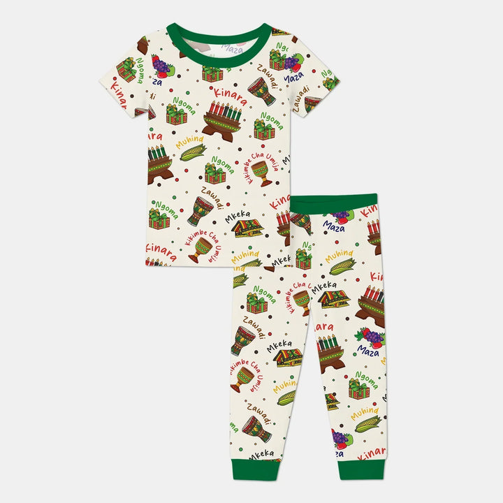 Happy Kwanzaa Family Matching Bamboo Two Piece Short Sleeve Pajama Set