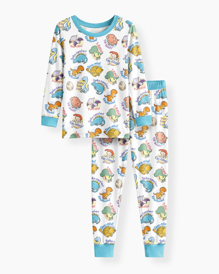 Cute Dinosaur Pun Bamboo Two Piece Long Sleeve Pajama Set