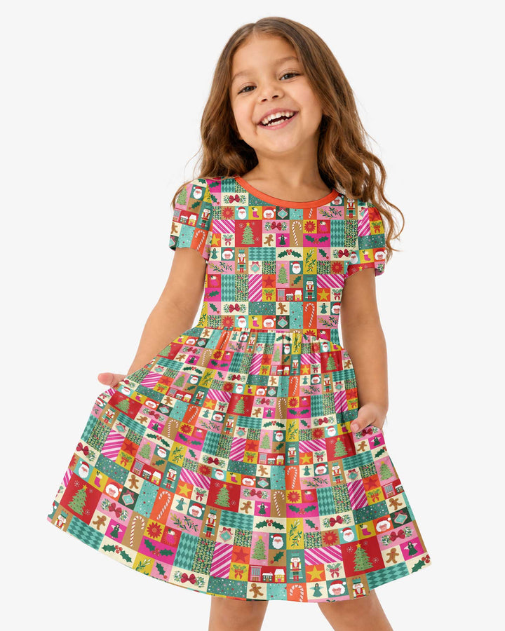 Maximalist Christmas Collage Bamboo Twirl Dress