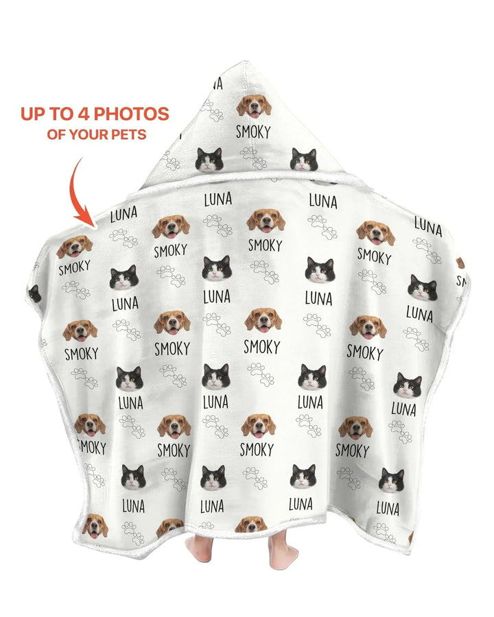 Custom Name and Pet Photos Bamboo Wearable Hooded Blanket