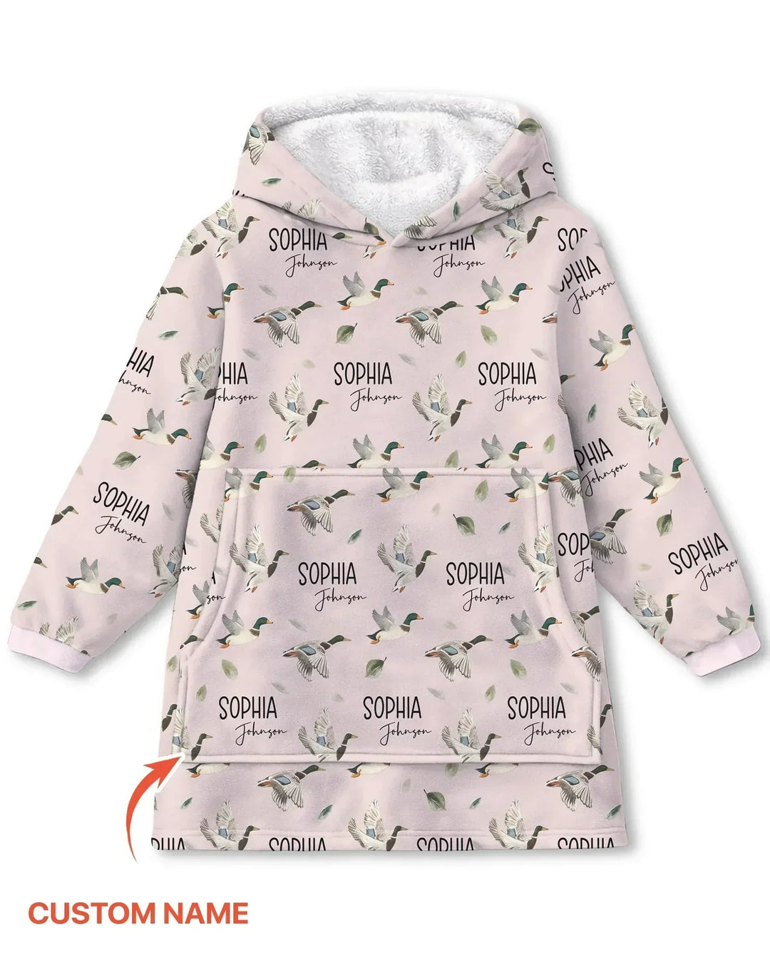 Custom Name Mallard Duck Bamboo Blanket Hoodie