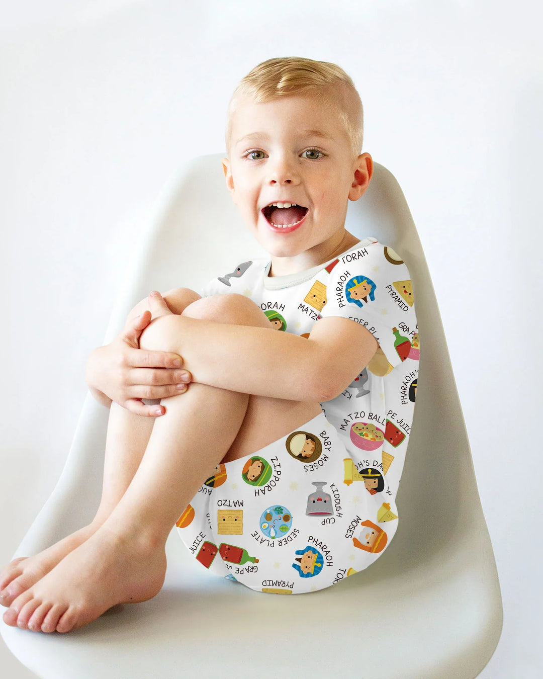 Cute Passover Characters Bamboo Two Piece Short Sleeve Shorts Pajama Set