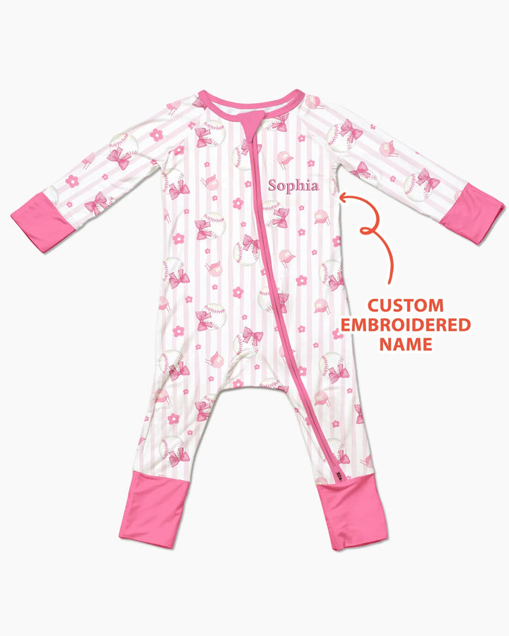 Custom Embroidered Name Baseball Girl Bamboo Convertible Zippy