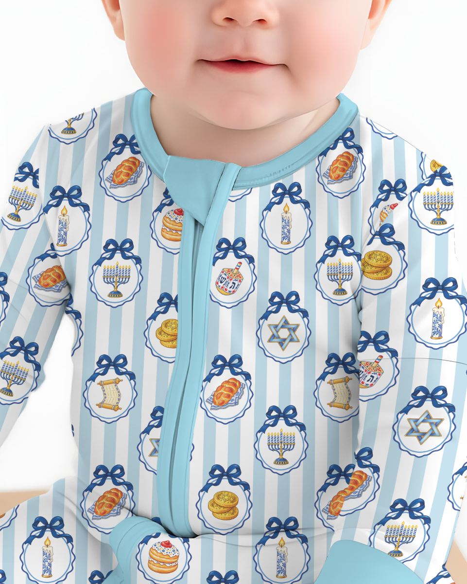 Hanukkah Bows & Blessings Mommy & Me Matching Bamboo Convertible Zippy