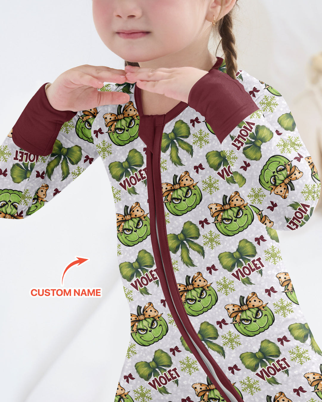 Custom Name Grumpy Green Christmas Bamboo Convertible Zippy