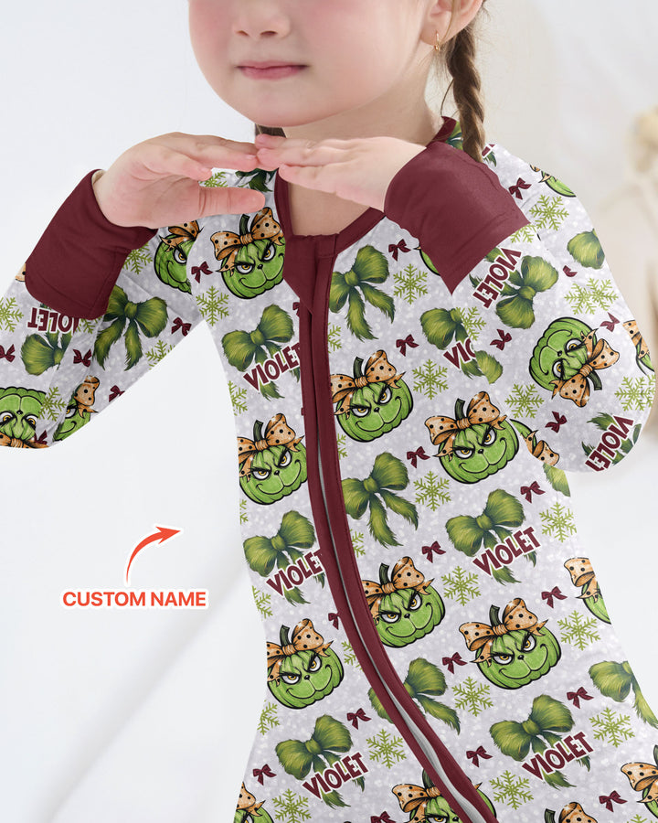 Custom Name Grumpy Green Christmas Bamboo Convertible Zippy