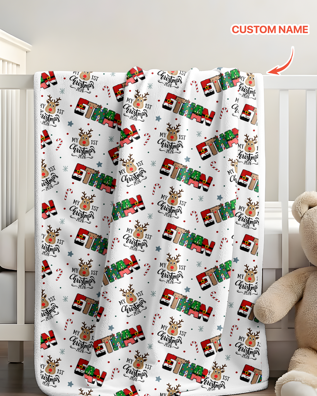 Custom Name "My First Christmas 2026" - Bamboo Blanket (G)