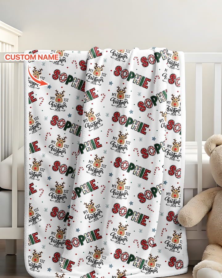 Custom Name "My First Christmas 2025" - Bamboo Blanket (S)