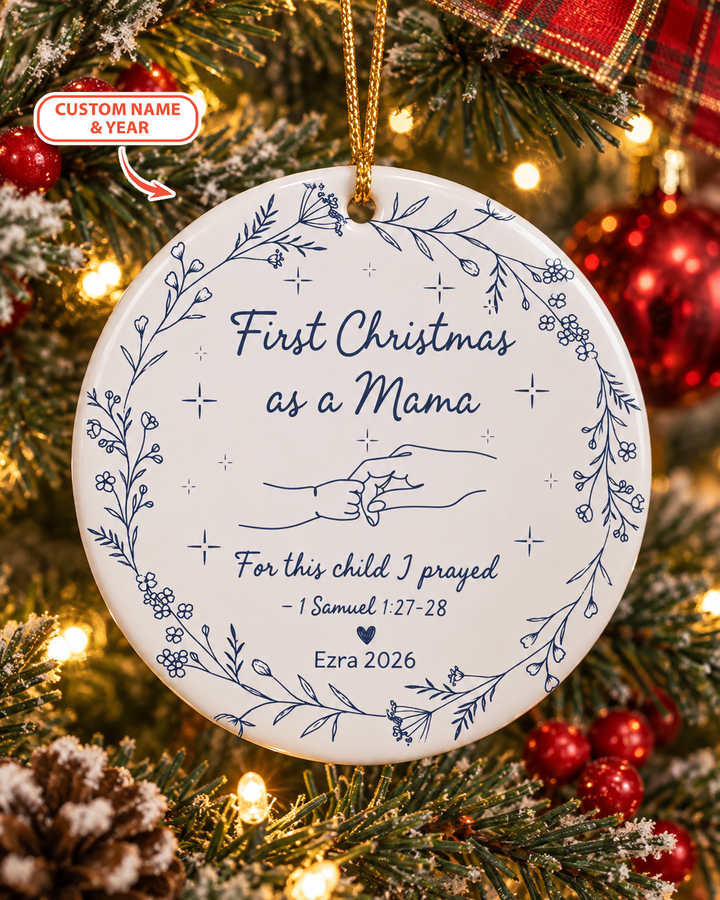 Christian First Christmas Mama Ceramic Ornament