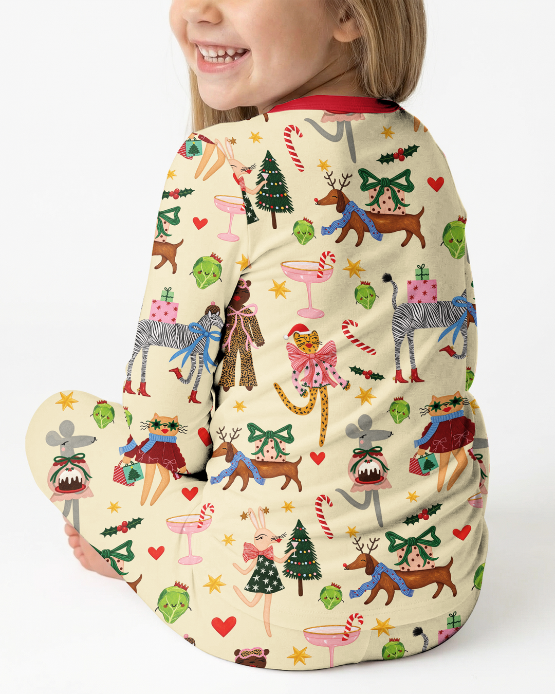 Animals Christmas Bamboo Two Piece Long Sleeve Pajama Set
