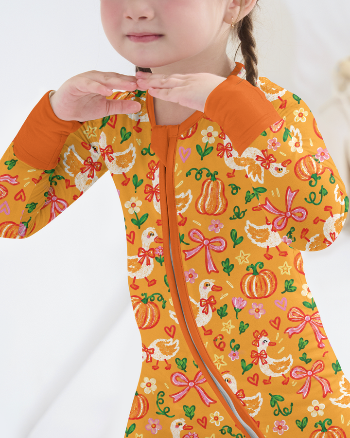 Cute Duck Pumpkin Fall Bamboo Convertible Zippy