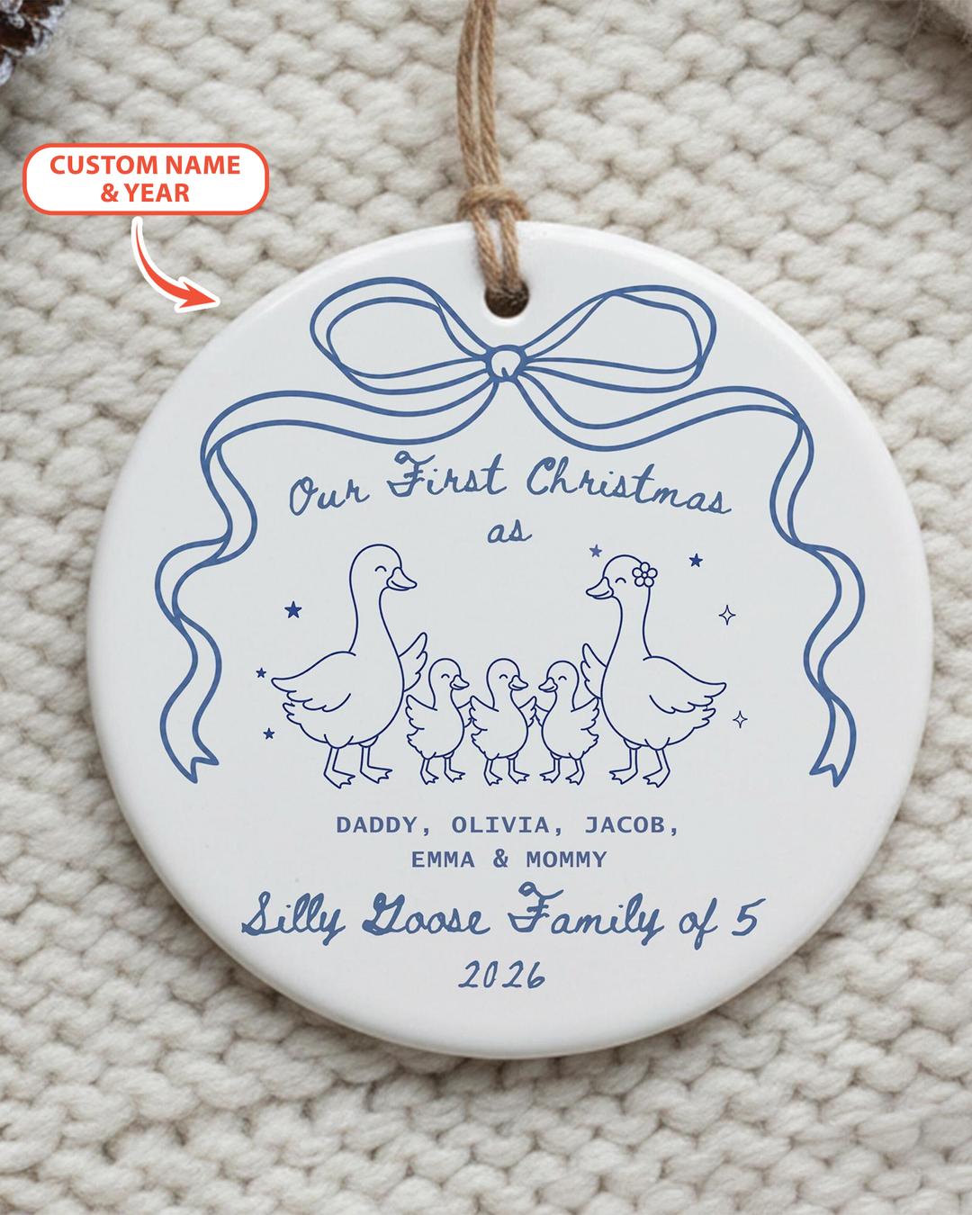 First Christmas Silly Goose Family Ceramic Ornament