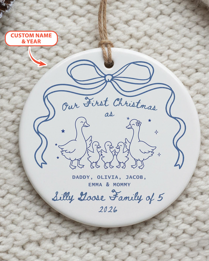 First Christmas Silly Goose Family Ceramic Ornament