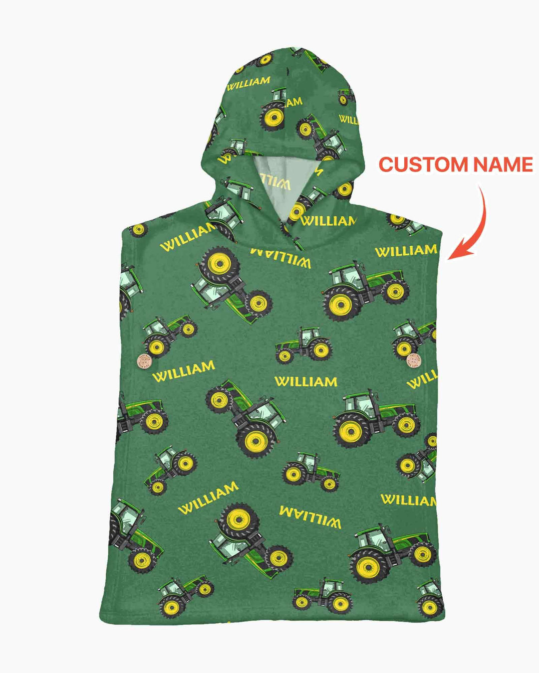 Custom Name Green Tractors Matching Daddy & Me Bamboo Swim Poncho