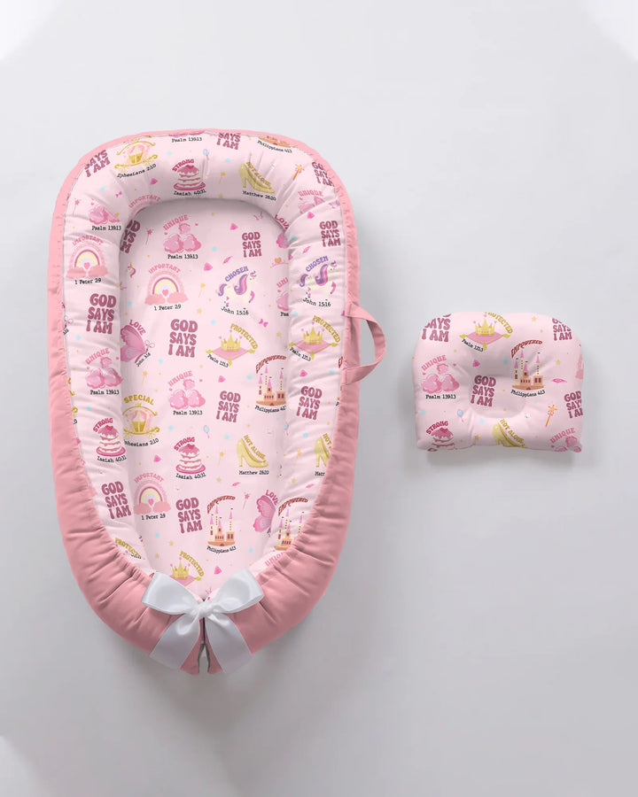 God Says I Am Girl Bamboo Baby Nest Bed