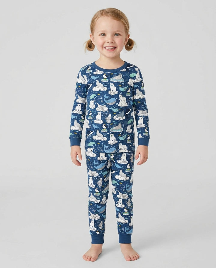Animal Icebergs Bamboo Two Piece Long Sleeve Pajama Set