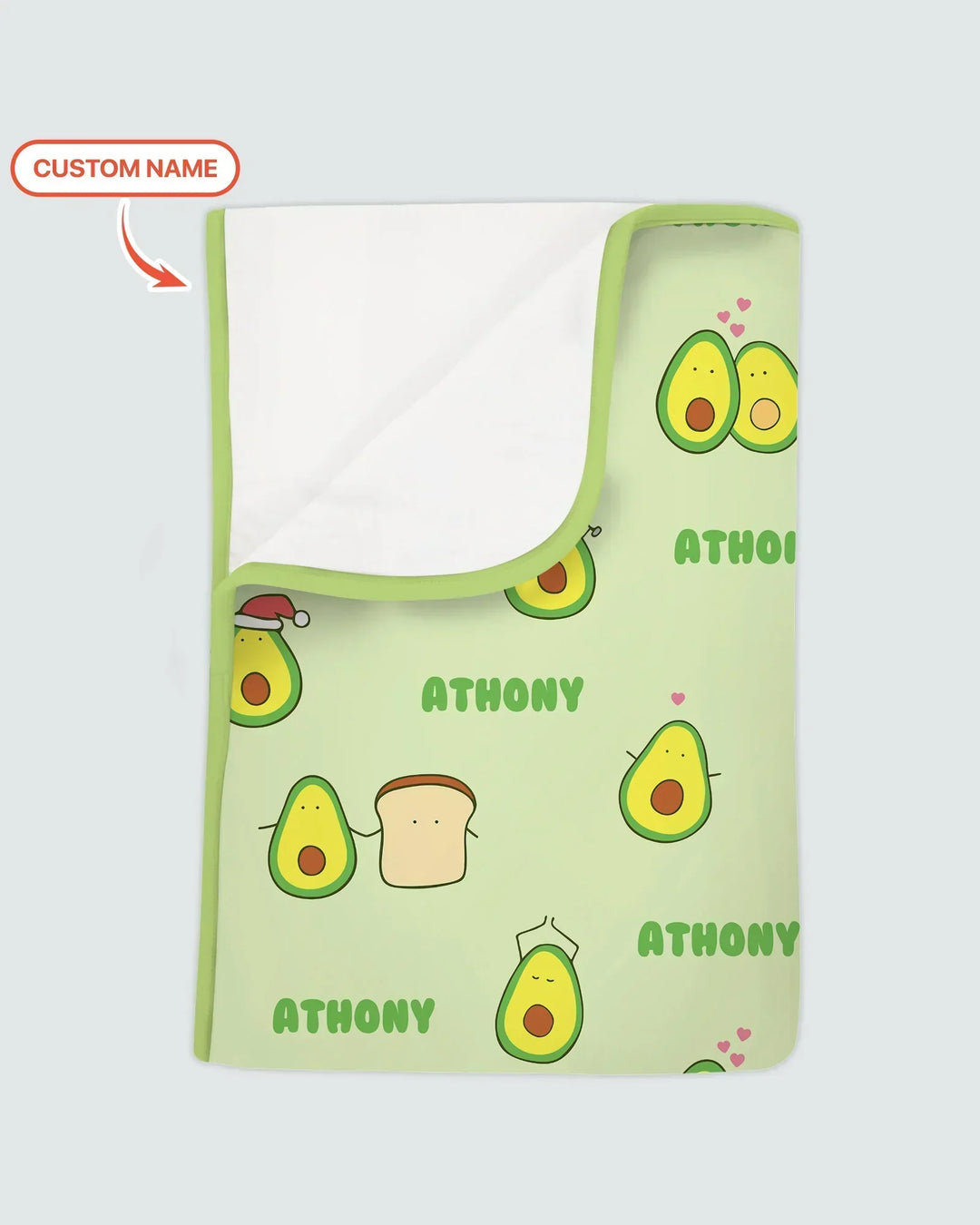 Custom Name Cute Avocado Bamboo Blanket