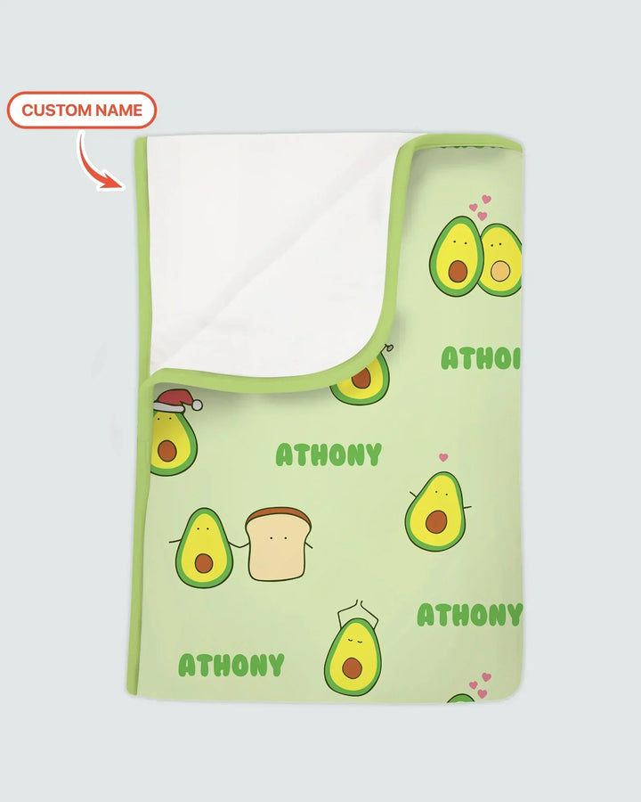 Custom Name Cute Avocado Bamboo Blanket