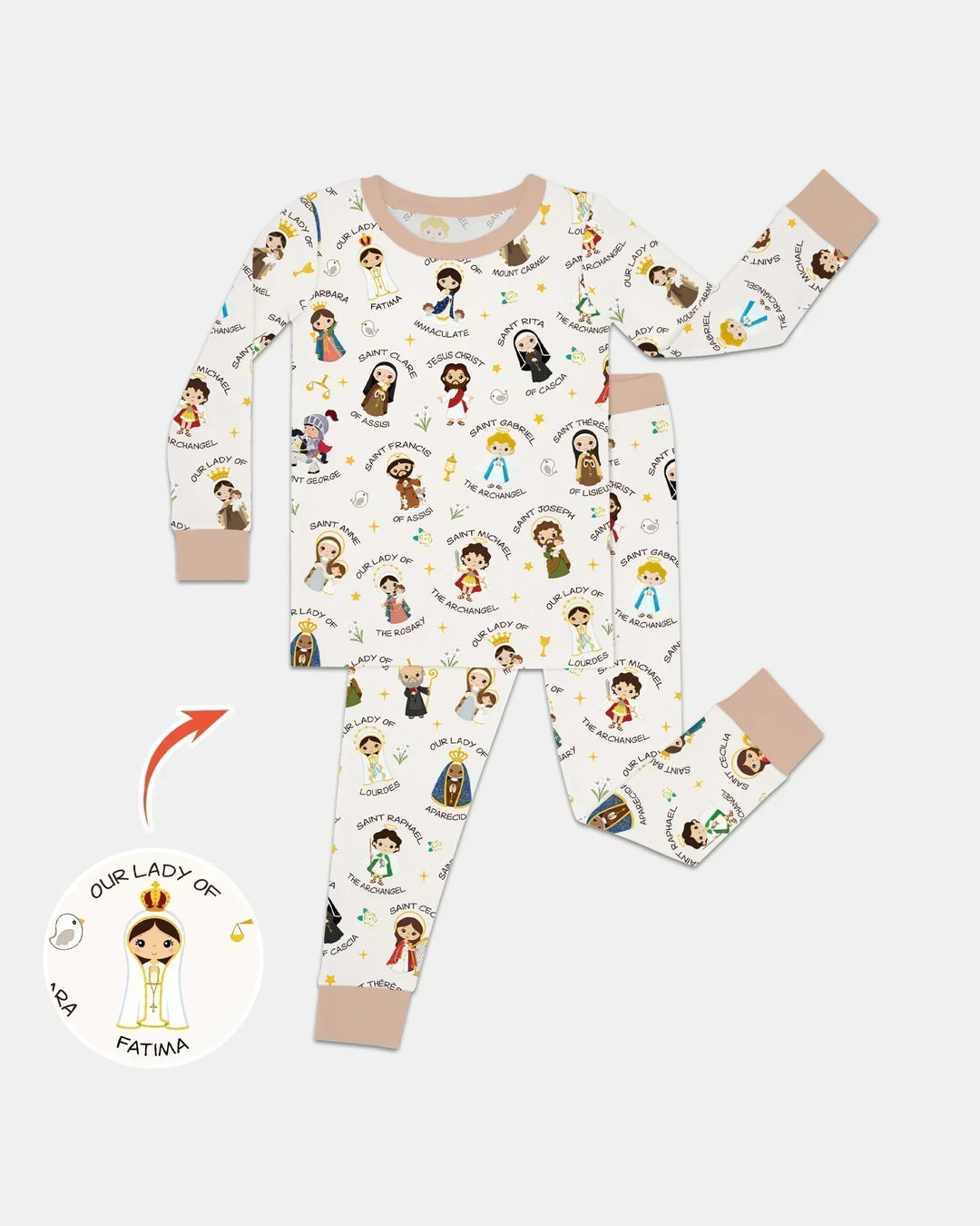 Pray For Us Family Matching Bamboo Two Piece Long Sleeve Pajama Set