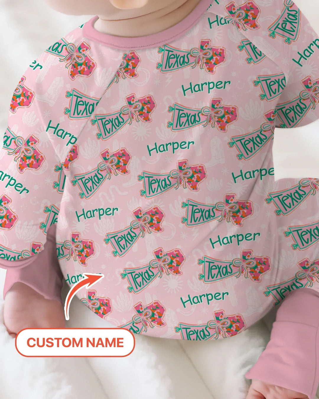 Custom Name Preppy Texas Charm Bamboo Convertible Zippy
