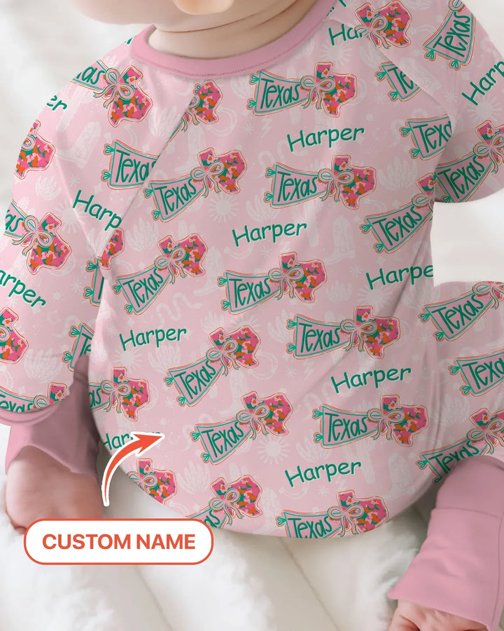 Custom Name Preppy Texas Charm Bamboo Convertible Zippy