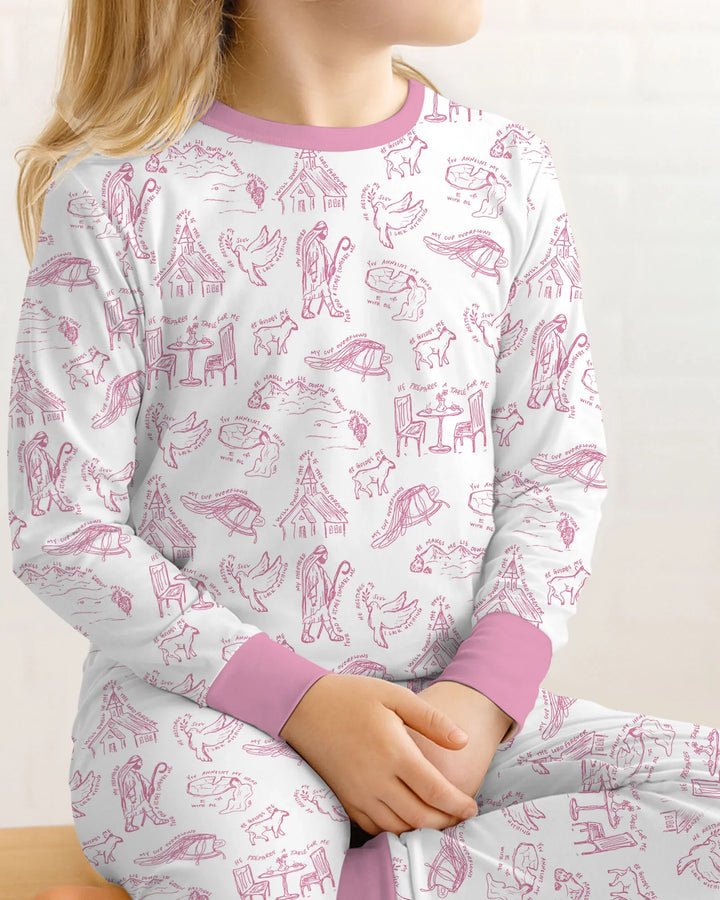 Psalm 23 Sketch Bamboo Two Piece Long Sleeve Pajama Set