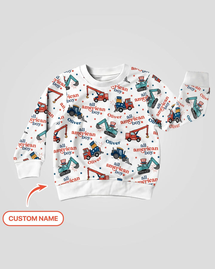Custom Name All-American Boy Bamboo Crewneck Sweatshirt