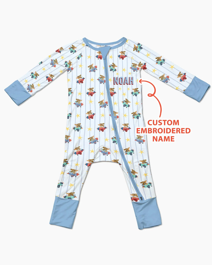 Custom Name Embroidered Dachshund Pilot Bamboo Convertible Zippy