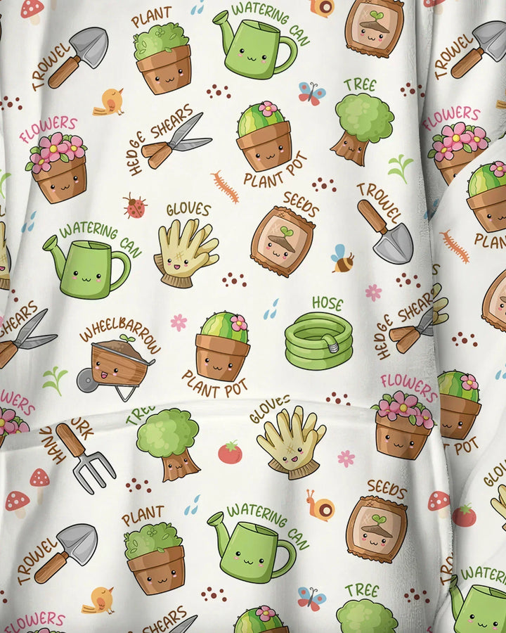 Kawaii Garden Crew Wearable Bamboo Blanket Hoodie