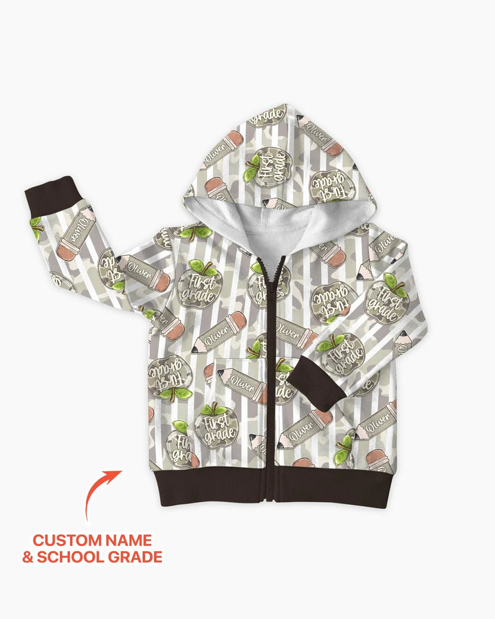 Custom Name Camo Apple Days Bamboo Zip Hoodie