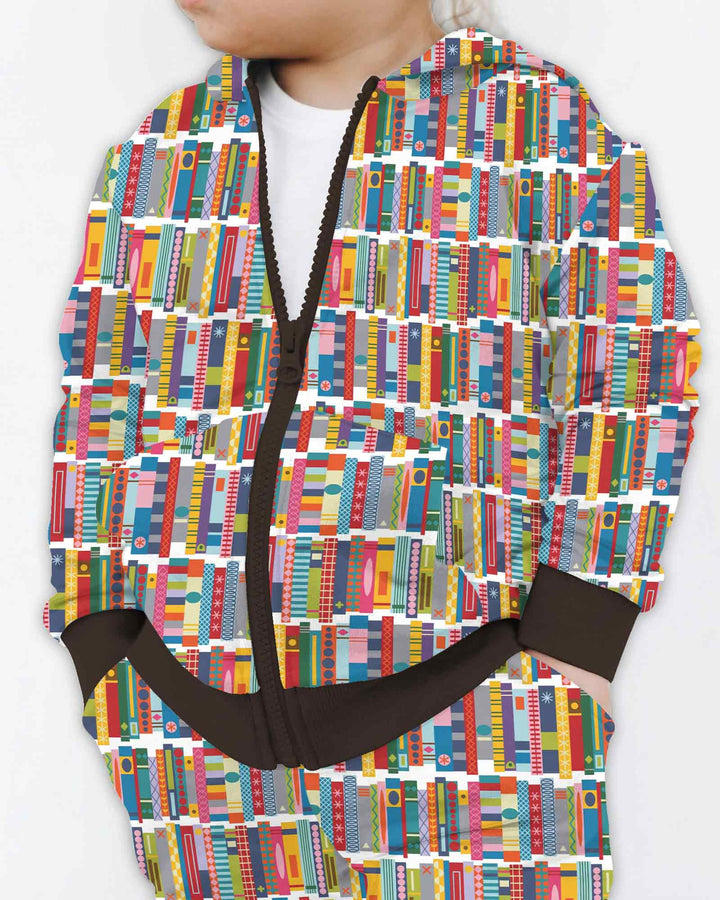 Rainbow Bookshelf Bamboo Zip Hoodie