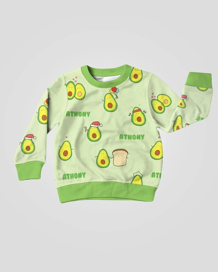 Custom Name Cute Avocado Bamboo Crewneck Sweatshirt