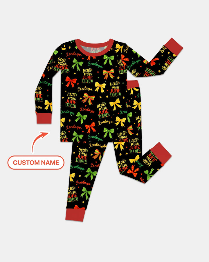 Little Miss Juneteenth Bamboo Two Piece Long Sleeve Pajama Set