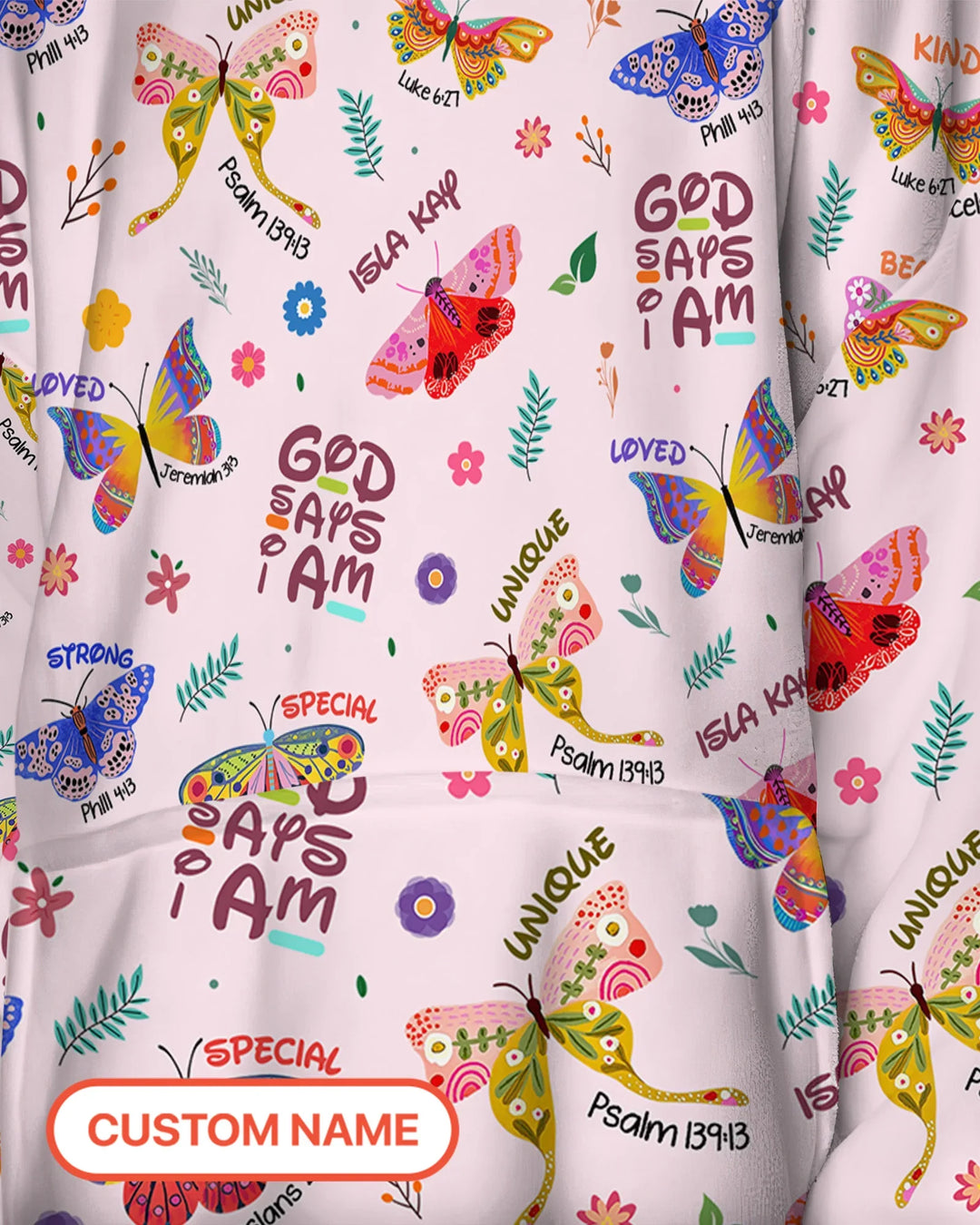 God says I am Butterfly Bamboo Blanket Hoodie