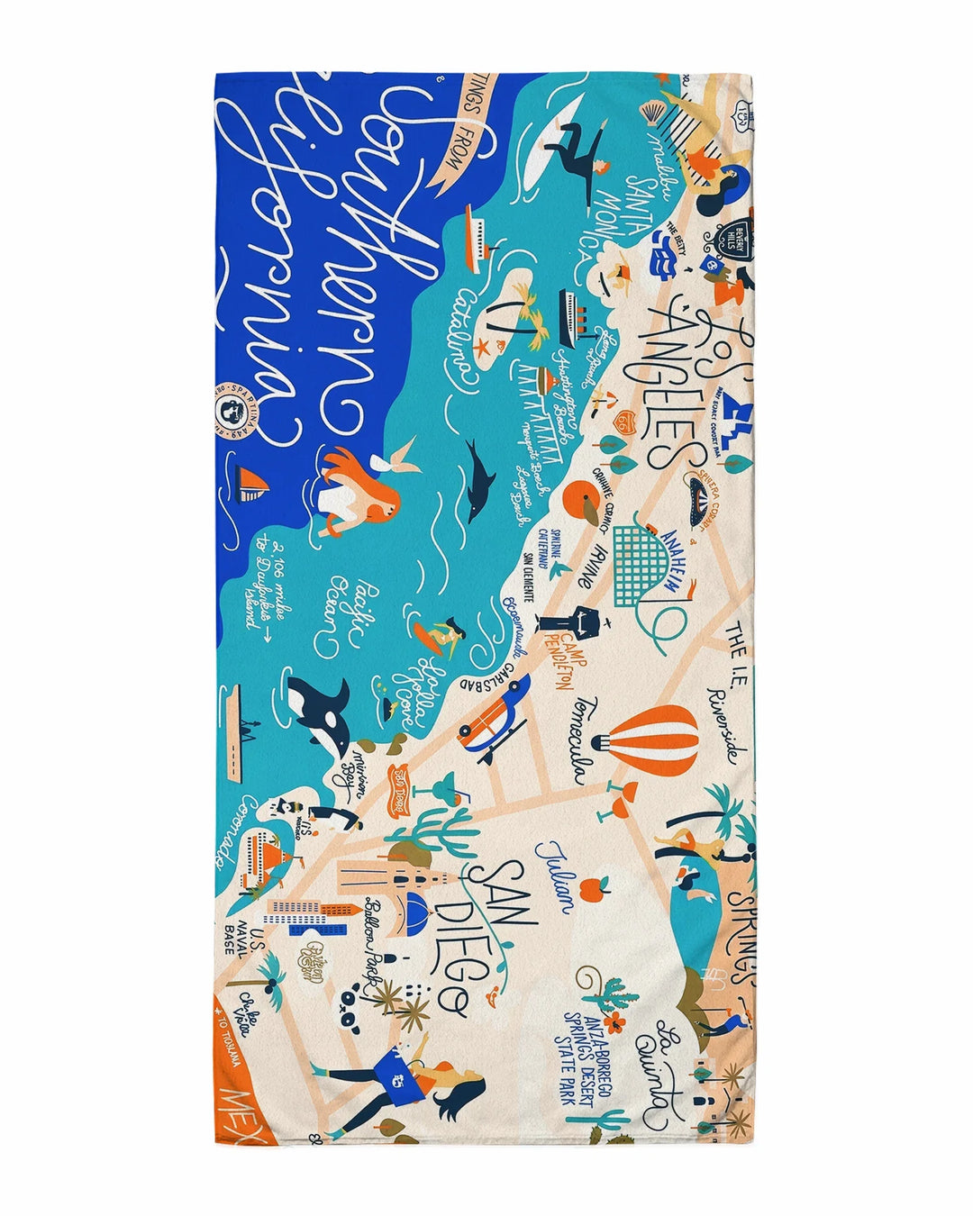West Coast Explorer Map Bamboo Beach Towel