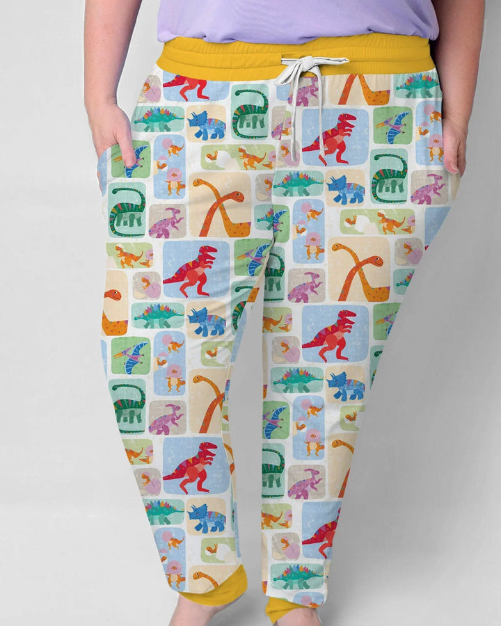 Rainbow Dino Friends Family Matching Bamboo Women Pajama Set