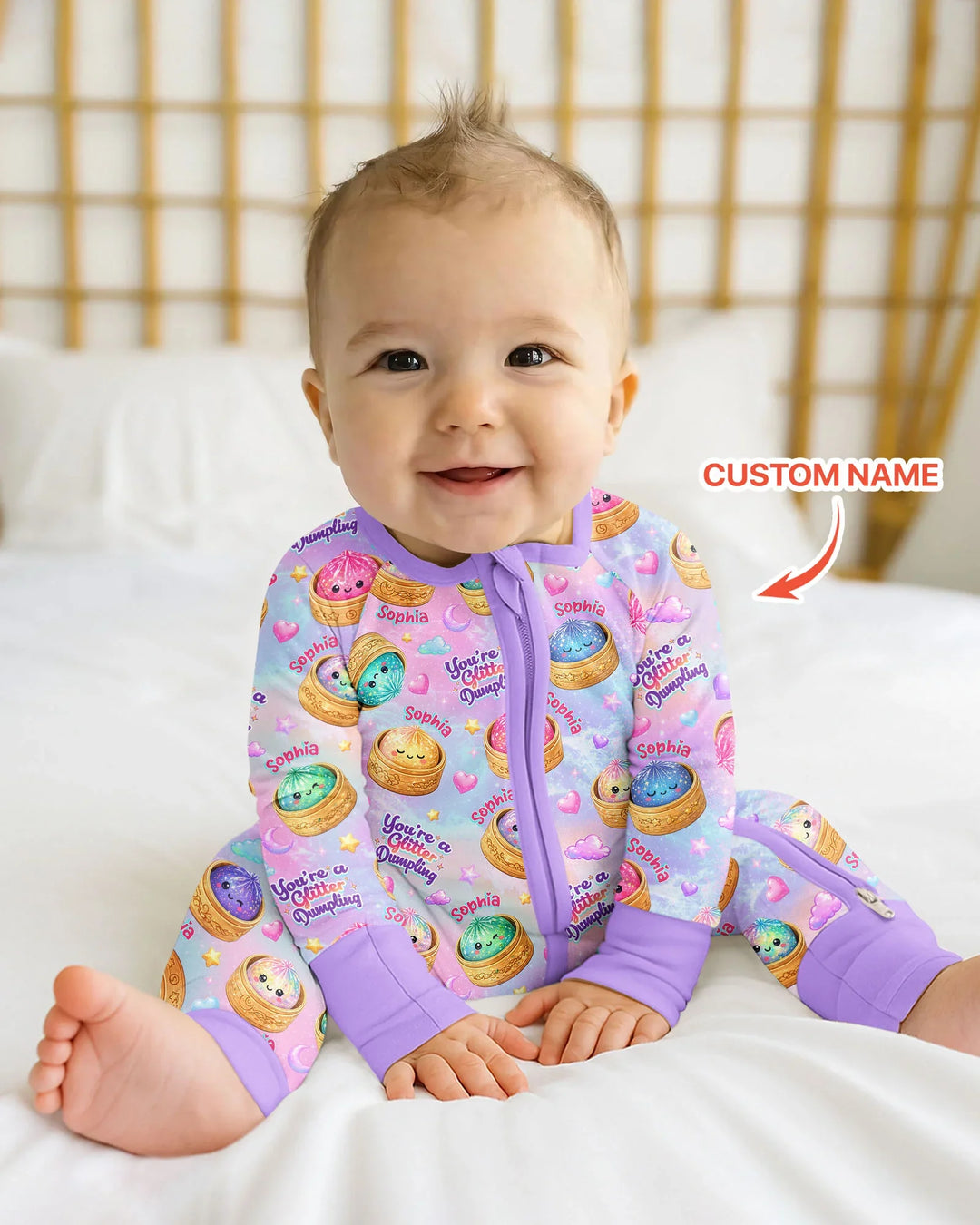 Custom Name You're A Glitter Dumpling Bamboo Convertible Zippy
