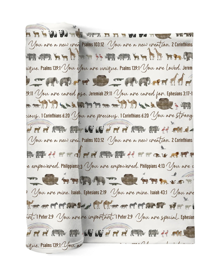 Biblical Noah's Ark swaddle blanket