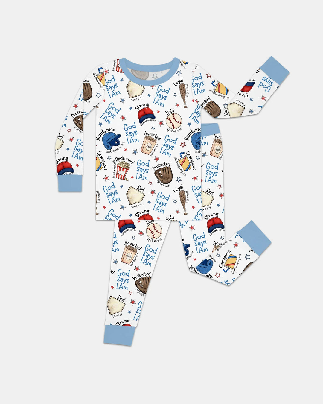 Christian Baseball Bamboo Two Piece Long Sleeve Pajama Set