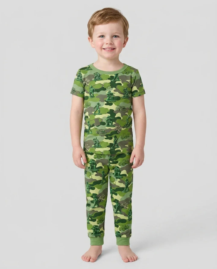 Green Army Men Bamboo Two Piece Short Sleeve Pajama Set