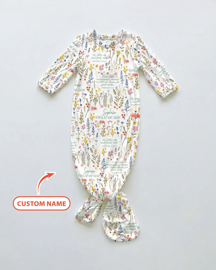 Custom Name Child of God Flower Garden Bamboo Knot Gown