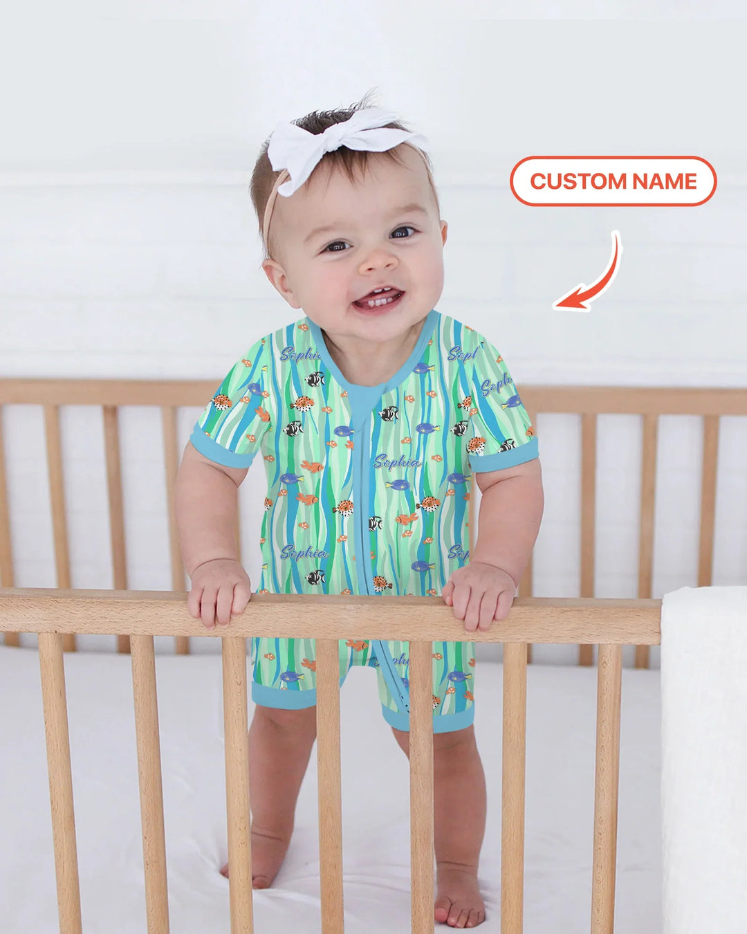Custom Name Summer Beach Bamboo Shorty Zippy