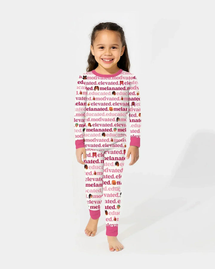 Educated Motivated Elevated Melanated Bamboo Two Piece Long Sleeve Pajama Set