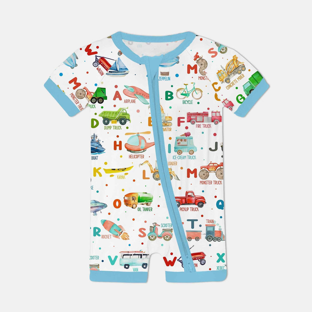 Transportation Alphabet Bamboo Shorty Zippy