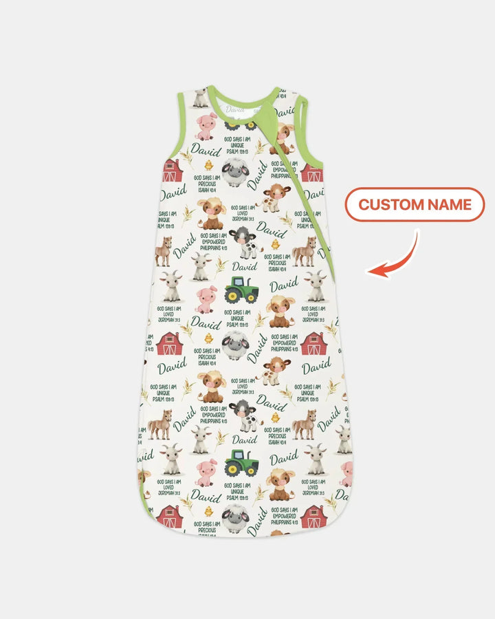 Custom Name God Says I Am Farm Animals Bamboo Sleep Bag