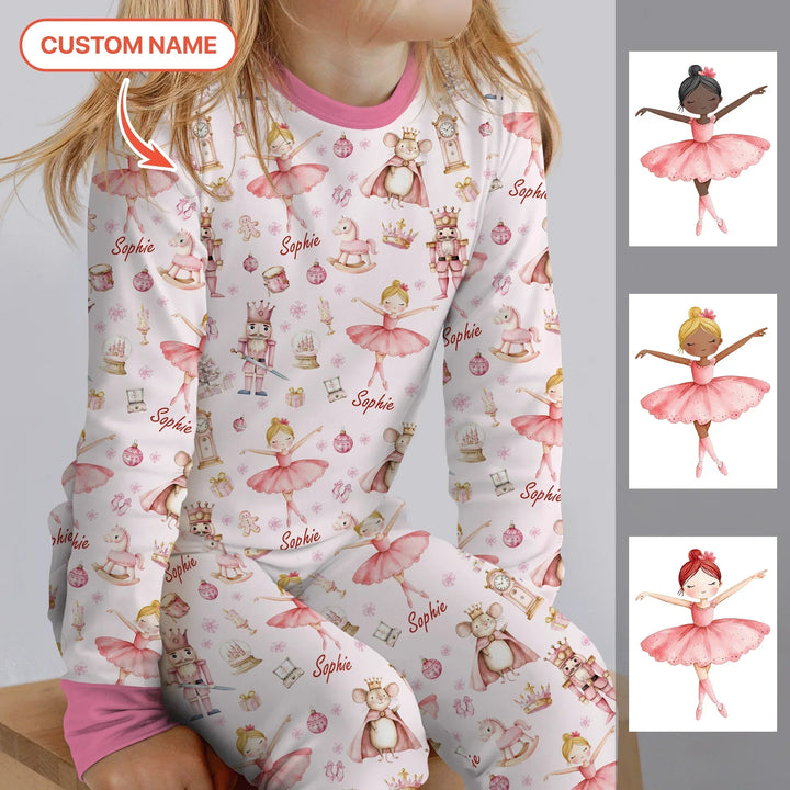 Custom Character "Ballerina Nutcracker Fairytale" Bamboo Two Piece Long Sleeve Pajama Set