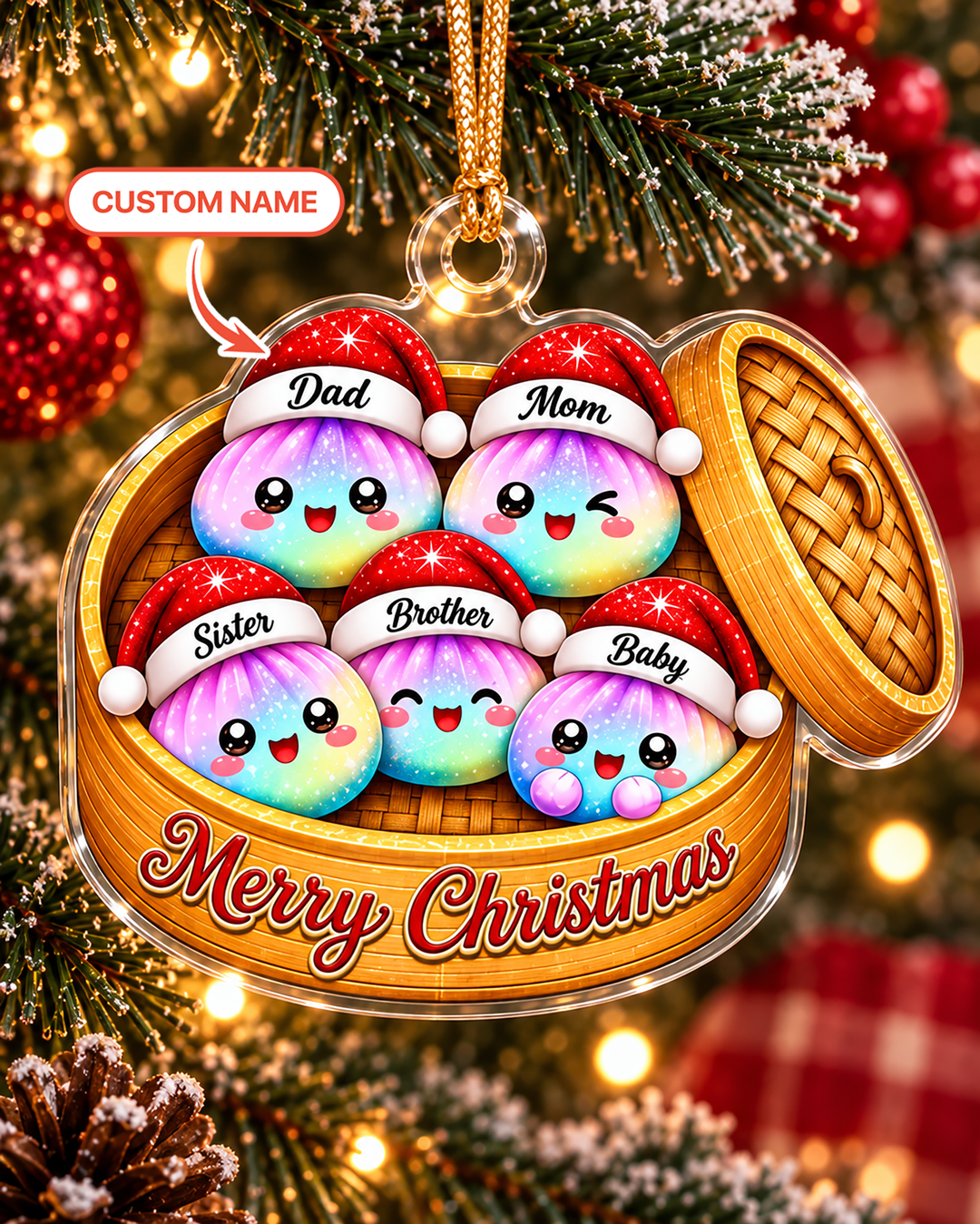 Dumpling Family Acrylic Ornament