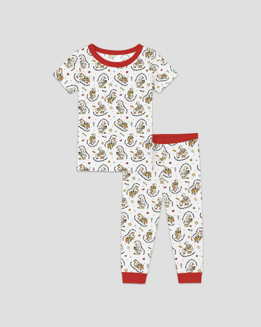 Just A String Cheese Mama Era Mommy & Me Bamboo Two Piece Short Sleeve Pajama Set