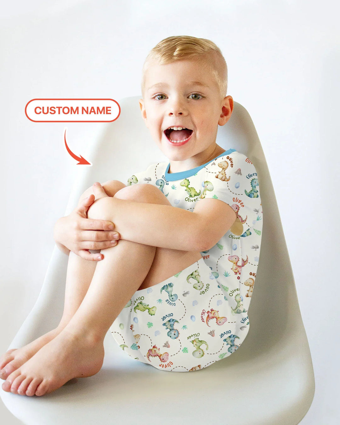 Personalized Dino Friends Bamboo Two Piece Short Sleeve Shorts Pajama Set